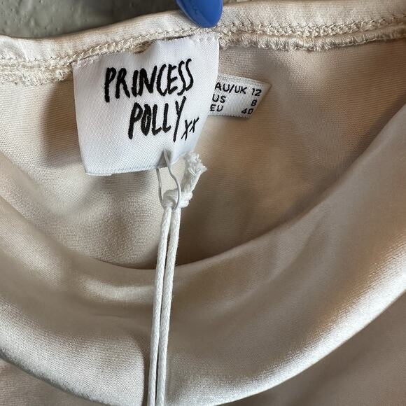 Princess Polly Mini Dress M/8 Cream Split Bell Sleeves Boho Retro Fairy Ditzy - Picture 4 of 9